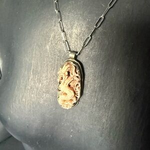 Carved Dragon bone Pendant Necklace handmade spiritual jewelry necklace